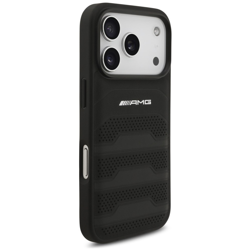 Etui AMG Leather Debossed Lines Logo do iPhone 17 Pro czarny